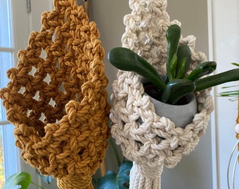 Handmade Macrame Plant Pod with Fringe, Wall Hanging