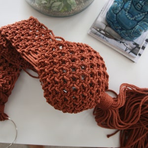 Copper Colored Large Chunky Macrame Plant Hanger, Vintage Style, Boho Home Decor, Statement Plant Hanger, Fiber Art