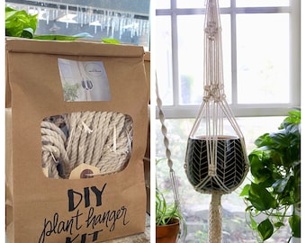 DIY Macrame Plant Hanger Kit, Beginner Level, Tutorial, Unique Gifts Under 30