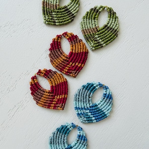 Micro Macrame Leaf Earrings, Handmade, Boho, Chic, Statement Earrings, Lightweight