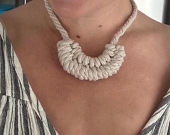 Chunky Macrame Necklace, woven, unique choker, colorful jewelry.
