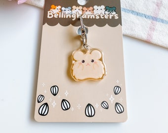 Cream Hamster Keychain, Double Sided, Cute Acrylic Keychain, Cute Hamster Keychain, Cute Acrylic Charm, Hamster Charm, Cute Hamster