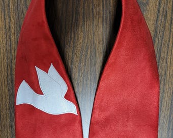 Red Suede Cloth Stole with Dove