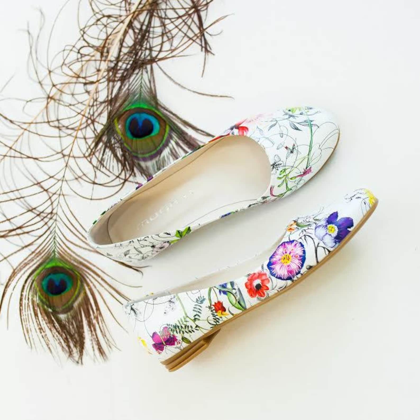 mamda shoes ballet women's flat shoes white floral