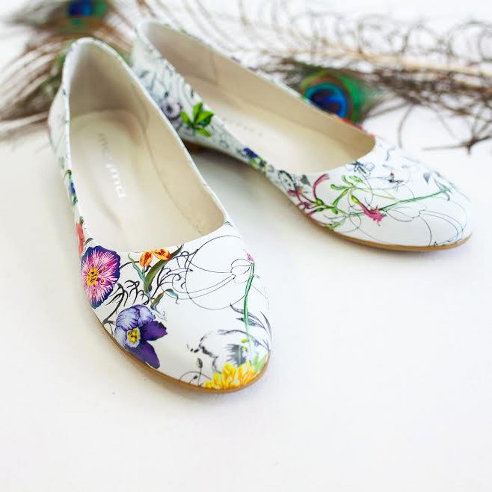 mamda shoes ballet women's flat shoes white floral