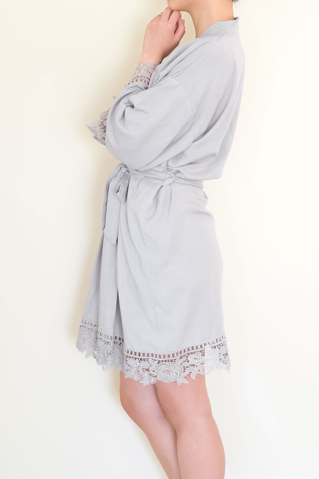 Rayon Robe With Flower Lace Trimming - Etsy
