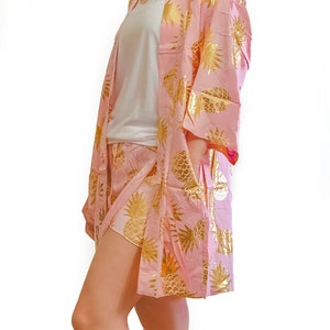 Metallic Pineapple Robe & Short Set /Bridesmaid Gift Set image 6