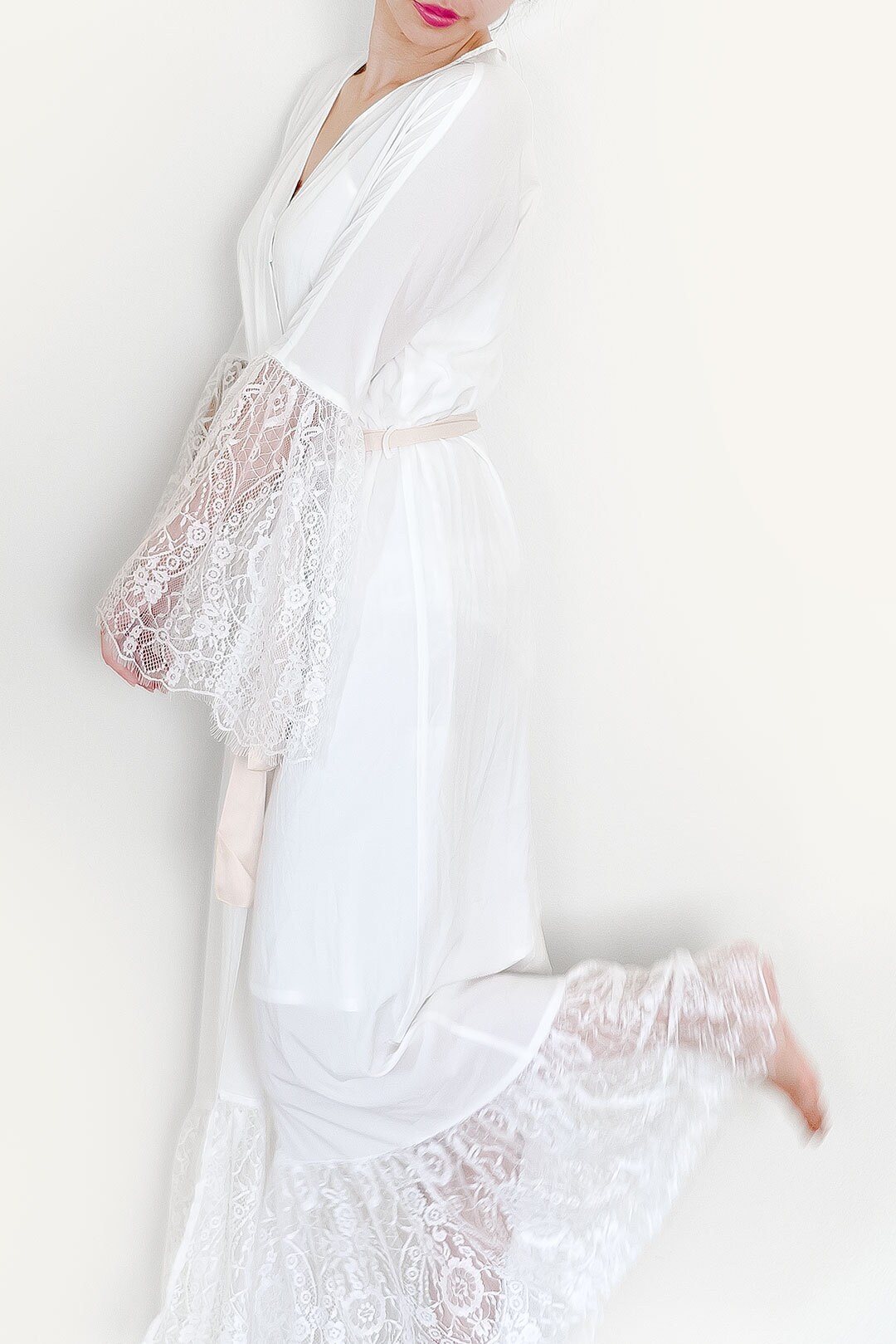 Sexy Soft Long Robe With Lace Trimming custom Back Etsy