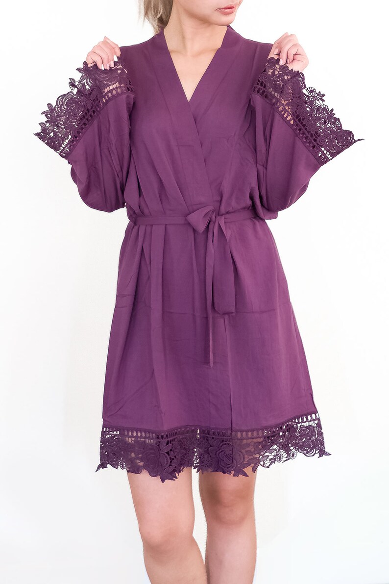 Rayon Robe with Flower Lace Trimming image 6