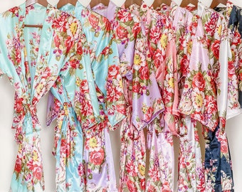 FINAL SALE!!! Soft satin floral bridesmaid robe (Optional Personalization)