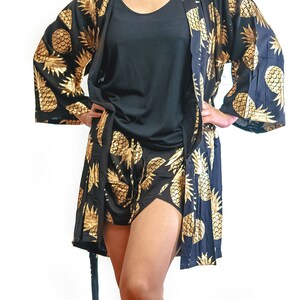 Metallic Pineapple Robe & Short Set /Bridesmaid Gift Set image 7