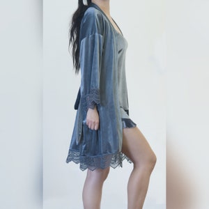 Velvet Robe w/ pajama set (Perfect Gift) Super Soft/ Robe w/ pocket/ Ruffle pajama