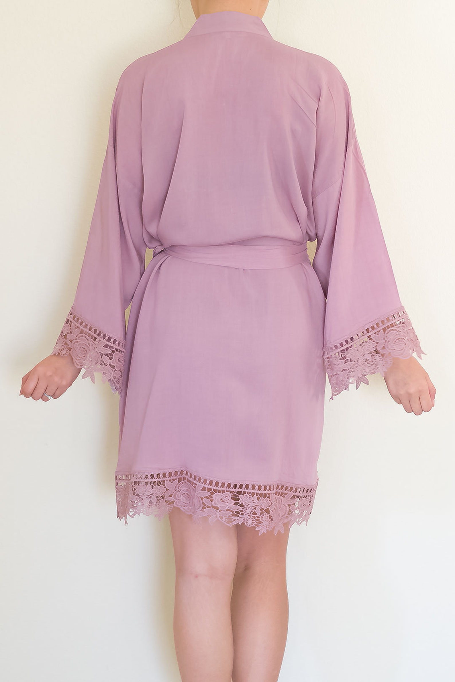 Rayon Robe With Flower Lace Trimming - Etsy