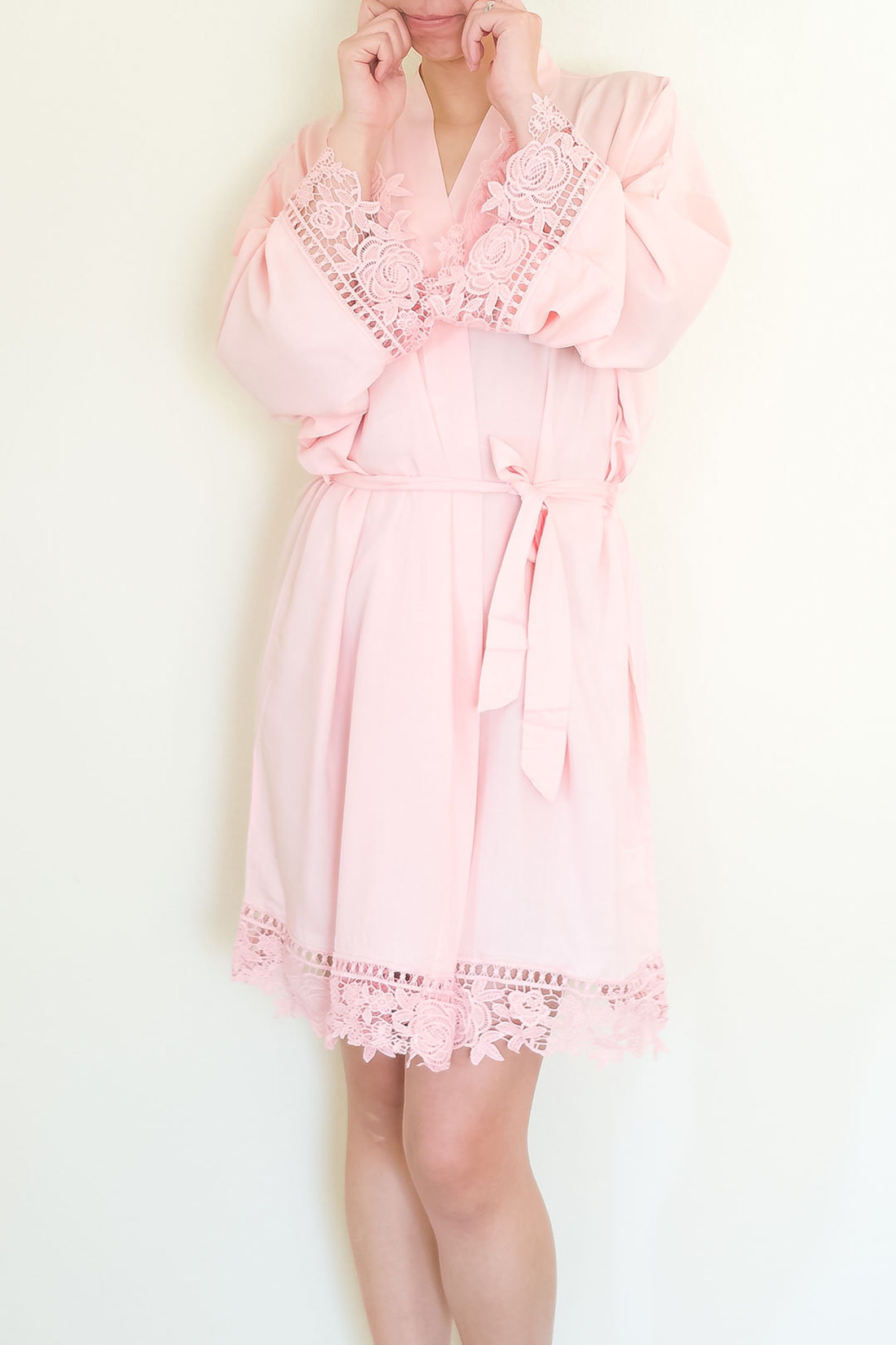 Rayon Robe With Flower Lace Trimming - Etsy