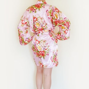 FINAL SALE Soft satin floral bridesmaid robe Optional Personalization image 5