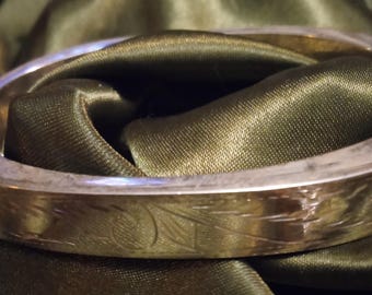 Unisex 10" x 11.7mm .925 Hollow Platinum Square Etched Hinged Bangle Bracelet 25.2 grams