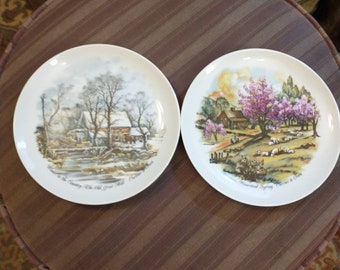 Lot of Two Collectible American homestead Spring Courier and Ives Plates