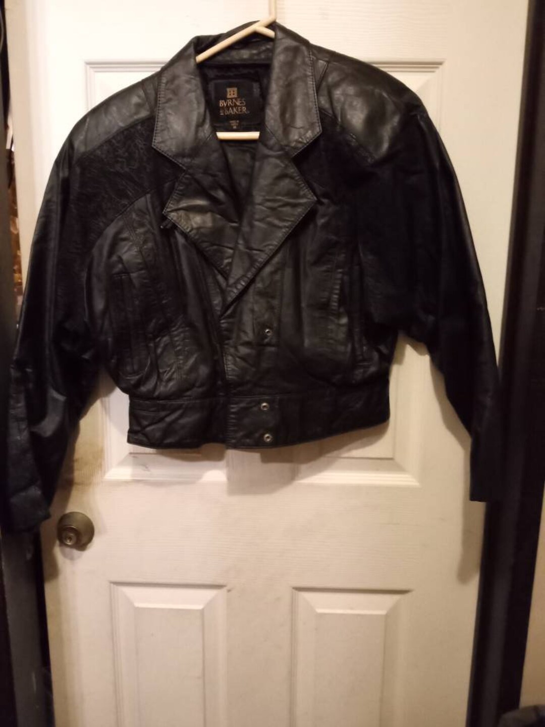 Vintage Byrnes & Baker Men's Black Leather Jacket Zip Up