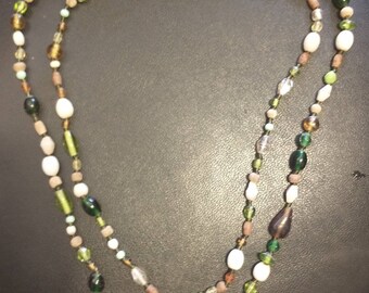 Vintage Crazy Lace Agate Necklace 48"
