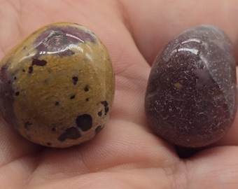 Pack of 2 Fancy Jasper Stones ~ 1 Inch Polished Crystals in Red & Orange Earthy Tones ~ Healing Crystals, Mineral Specimens, Pocket Stones