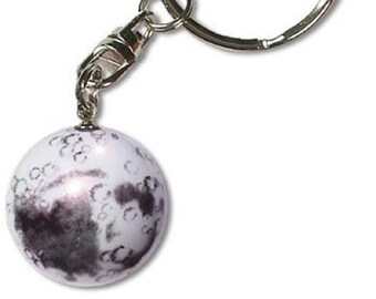 Moon Marble Iridescent Glass Pendant Keychain - 1 Inch (25mm) Great for Party Favors Decor Arts Crafts Jewelry