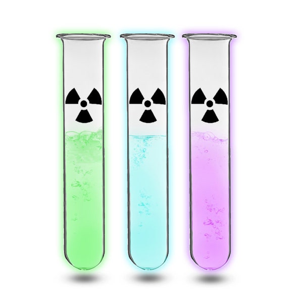 Shot Glasses Radiation or Bio-hazard Symbol Borosilicate Glass Test Tube, 2oz Capacity - Pack of 3