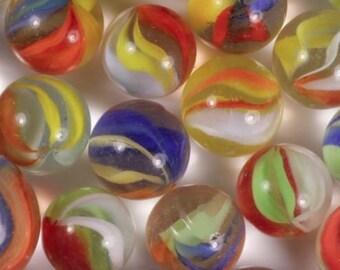 Marble Lot Of 10 Vintage Cat Eye PeeWee Marbles A50