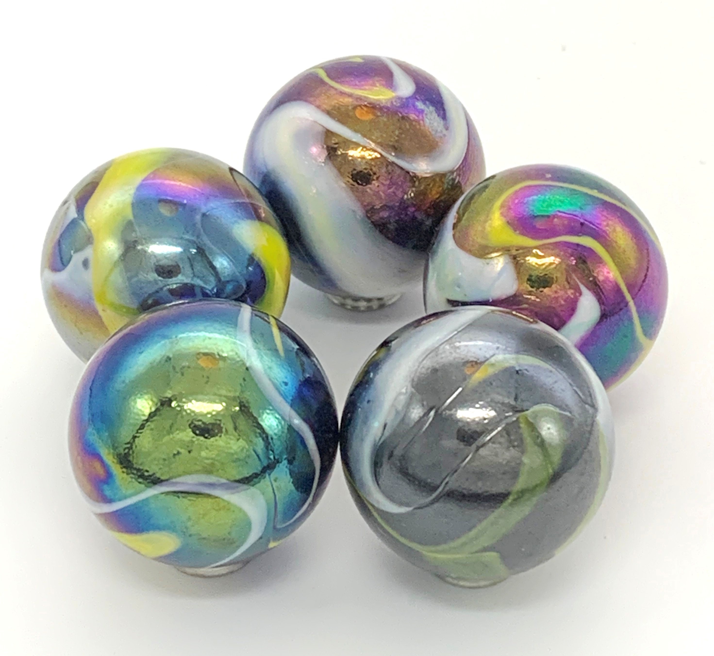 M228 25MM Transparent Clear Rolled In Colored Crushed Glass, Glass Marbles