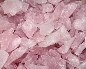 BULK Pale Pink Rose Quartz Crystal Healing Mineral Chips, Rough 8 ounces, About 50 pieces