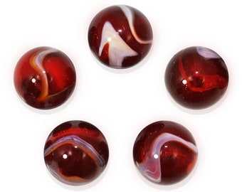 16mm Rooster Glass Player Marbles (5/8 inch) Translucent Red with White  Swirls Vacor Party Favors Games