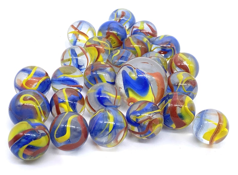 Net Bag of 25 "fiesta" Glass Mega Marbles by Vacor 24 Players 1 Shooter ...