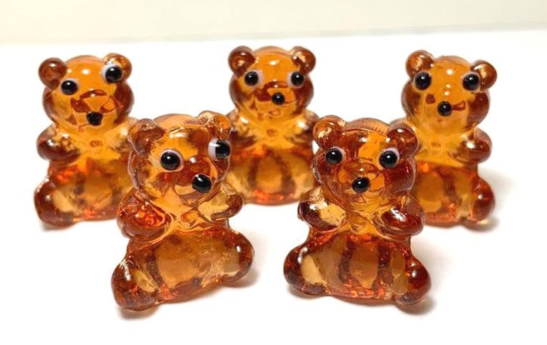 Mini teddy Bear Glass Figurines Pk 5 or 16 Miniature Festive Shapes for
