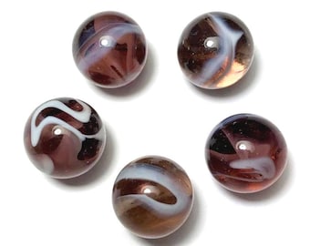 16mm Octopus II (5/8th") Player Glass Marbles Pack of 5 Translucent Pale Amethyst with White Swirls Vacor