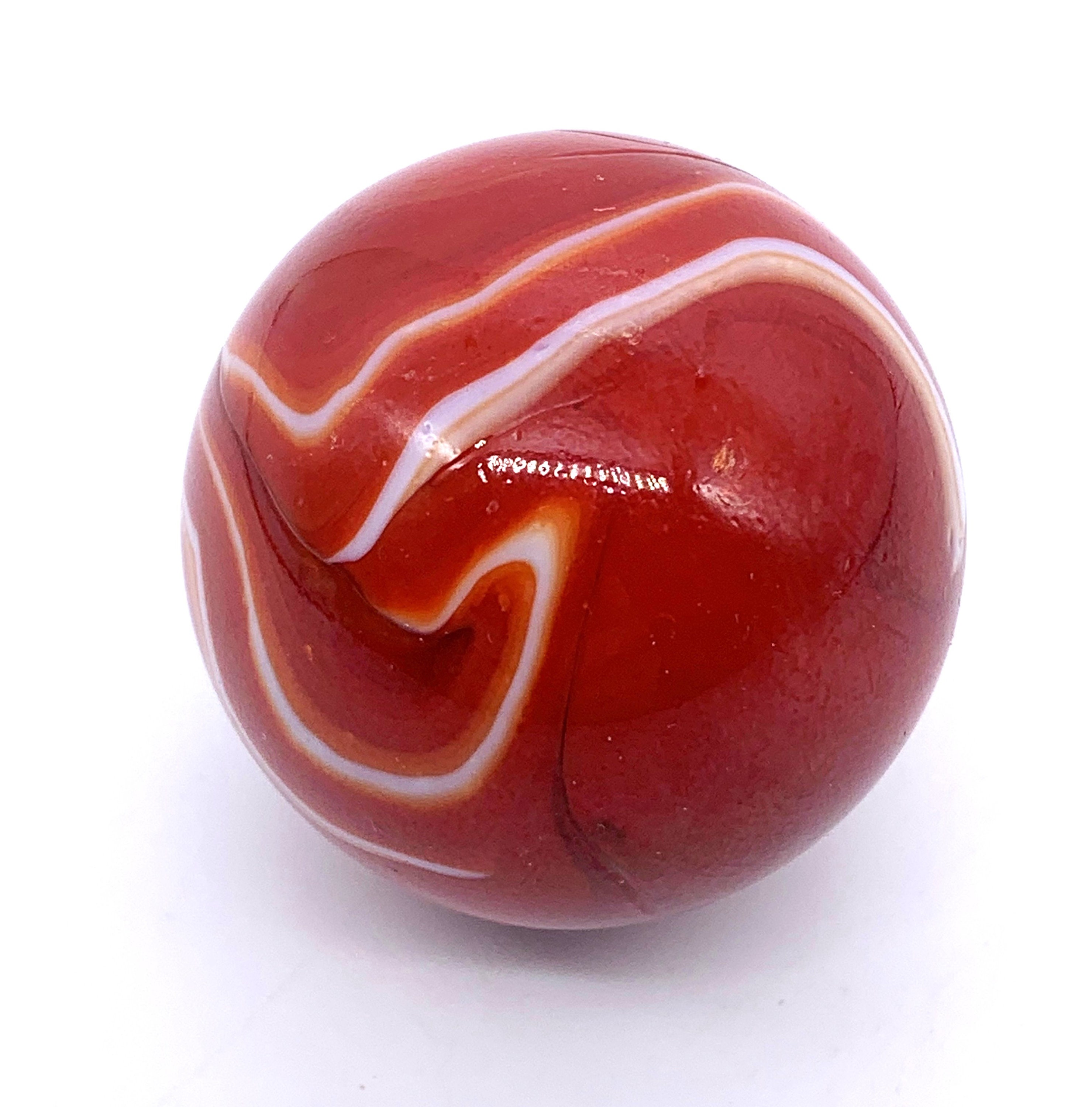 2 BOULDERS 35mm RED BEARD Marbles White glass ball Giant LARGE HUGE Stress Swirl 
