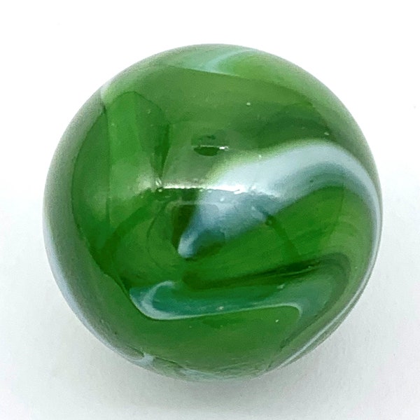 NEW for 2023! Single Green Python 25mm 1" Glass Mega Marbles Shooter by Vacor Glossy Green with White Swirls (Similar to Fungus) Games