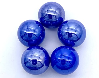New for 2023! Iridescent Blue Opal 16mm Glass Player Marbles 5/8" Pk 5 Iridized Vacor House of Marbles Games Arts Crafts Party Favors Decor
