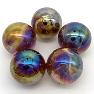25mm &quot;Mysterious Girl&quot; Shooter 1&quot; Glass Mega Marbles Single or Pack of 5 Translucent Light Purple Amethyst w White Swirls Iridescent Retired