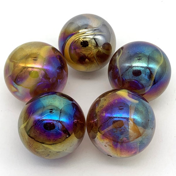 25mm "Mysterious Girl" Shooter 1" Glass Mega Marbles Single or Pack of 5 Translucent Light Purple Amethyst w White Swirls Iridescent Retired