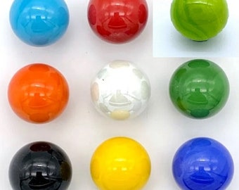 16mm Choose From 9 Colors of Opal Glass Player Marbles Packs of 5: Black, White, Yellow, Green, Lime Green, Orange, Red, Dark or Light Blue