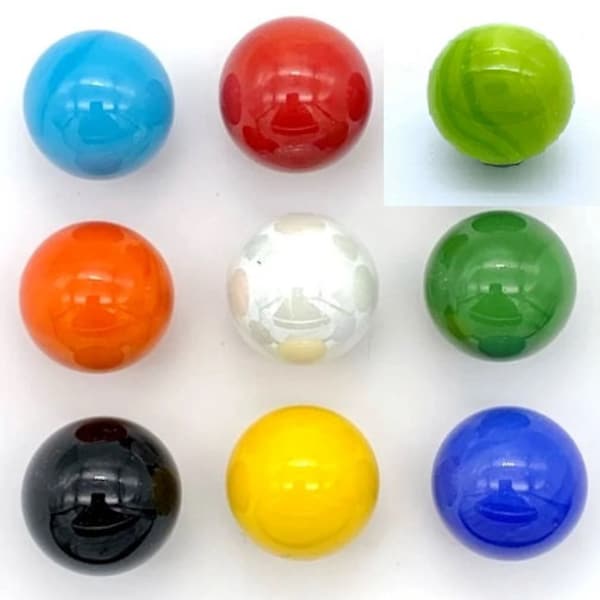 16mm Choose From 9 Colors of Opal Glass Player Marbles Packs of 5: Black, White, Yellow, Green, Lime Green, Orange, Red, Dark or Light Blue