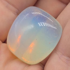 Moonstone (Opalite) Tumbled Synthetic Rocks Synthetic Approx. 1 Inch w Info Card - Pack of 2 Healing, Energetic Stone