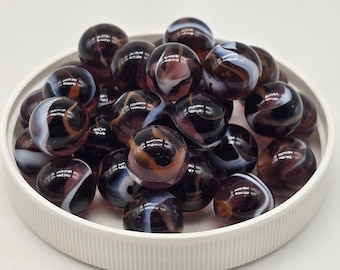 NEW FOR 2025! 16mm Rocket Marble ~5/8" Glass Players Pack of 5, 25, or 100 Translucent Purple with Orange and White Swirls Vacor Space Theme