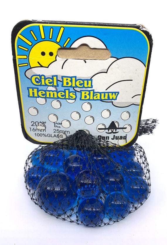Net Bag 21 ciel Bleu Glass Marbles From Netherlands 20 Players