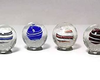 Set of 6 25mm Handmade Art Glass “Bumble Bubble” Marbles Decorating Games Crafts Art Work Curated Collection