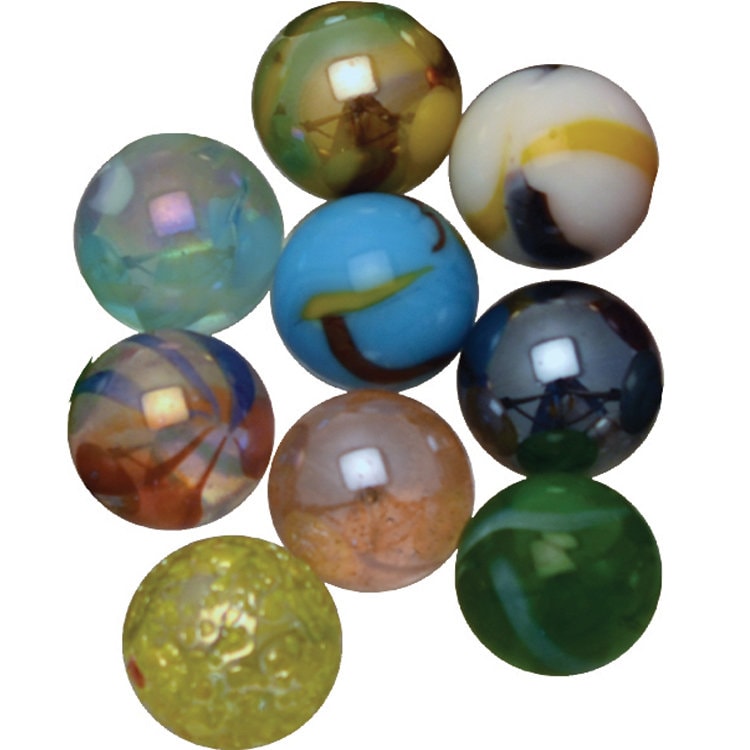 Lot de 17 billes en verre dont 5 forts de 25 mm en ance | Clasf jeux