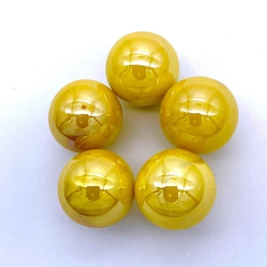New for 2023! 16mm Iridescent Yellow Opal Game Marbles 5/8&quot; Choice of Quantity: Packs of 5, 10, 25, 50, 100, or 250 Shiny Yellow Glass Decor