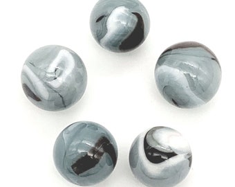 25mm Elephant Glass Shooter Mega Marbles by Vacor (1 inch) Pack of 5 Grey with Black & White Swirls 2019 Current Edition