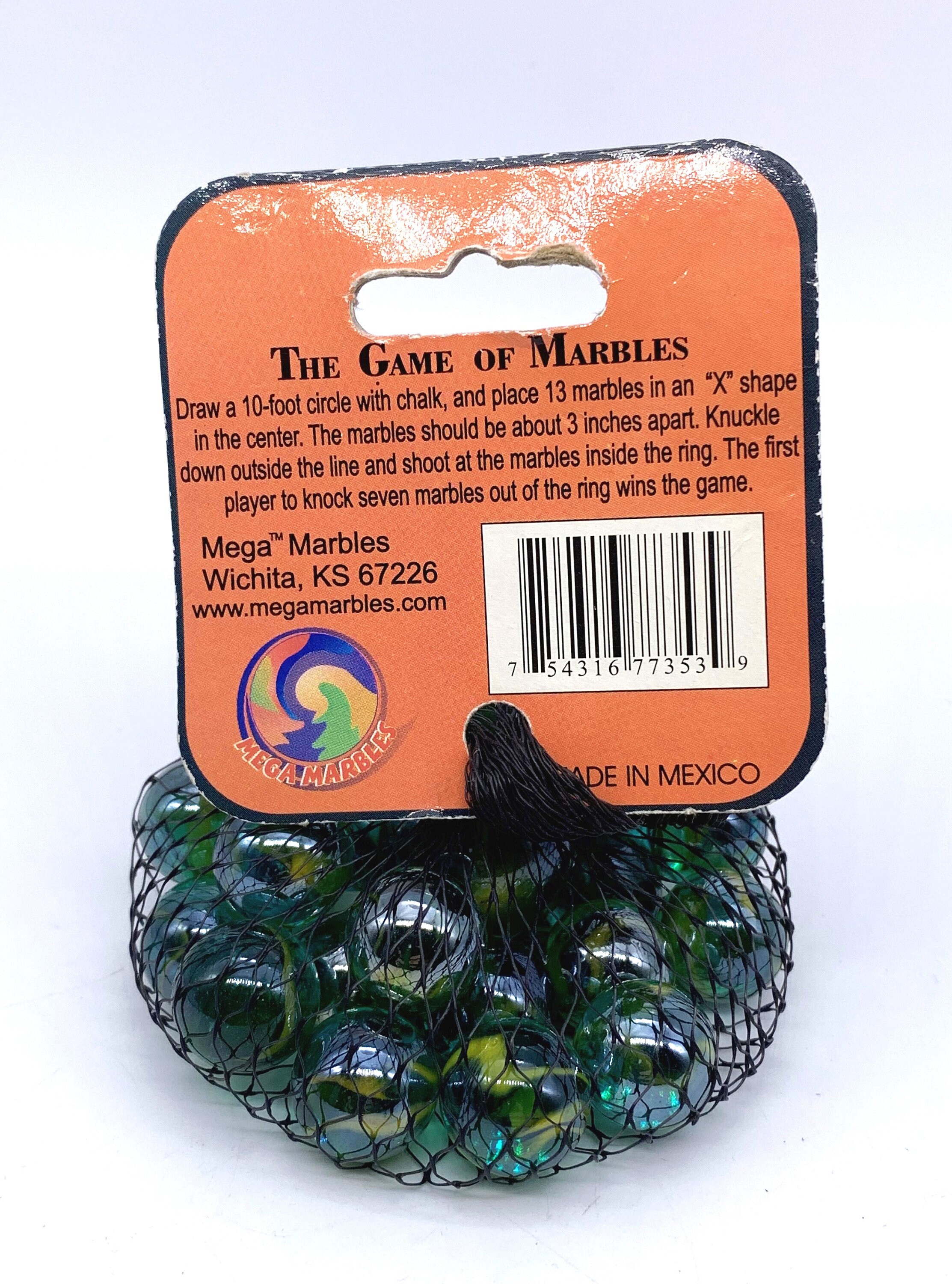 Net Bag of 25 "iguana" Glass Mega Marbles by Vacor Transparent Green W ...