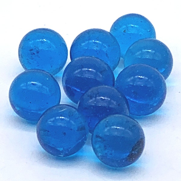 11mm "Aqua Blue" Pk 10 Small Glass Mini Mega Marbles (7/16 inch) Glistening Translucent Aqua Blue Early Edition 2000 Arts & Crafts, Decor