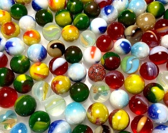 Lot of 50 Jabo Classic Peewee Marbles Assorted L@@K Nice Swirls Made In USA 